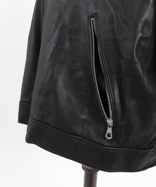 レザージャケット ライダース 「ADAMPATEK/アダムパテック」leather looose double rider’s jacket / ラムの画像