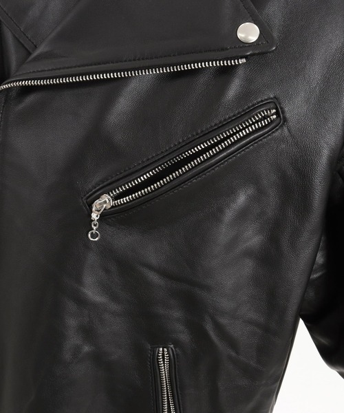 レザージャケット ライダース 「ADAMPATEK/アダムパテック」leather looose double rider’s jacket / ラムの画像