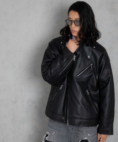 レザージャケット ライダース 「ADAMPATEK/アダムパテック」leather looose double rider’s jacket / ラムの画像