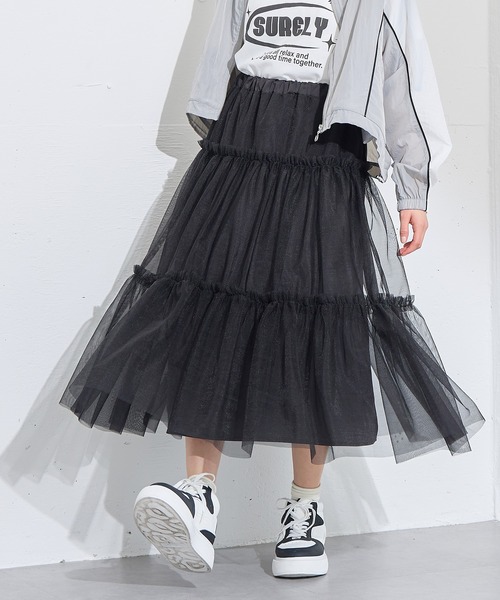 BISKEE スカート ラメチュール ティアードスカート（140cm〜160cm