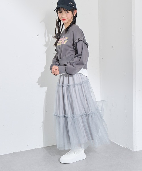 BISKEE スカート ラメチュール ティアードスカート（140cm