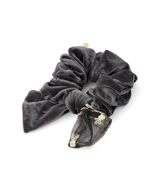 ハンドメイドシュシュM-4060♡ブラウンモカジョーゼット♡刺繍リボン付♡ ANEMONE シュシュ 刺繍レース×ベロアリボンシュシュ : ZOZOTOWN Yahoo