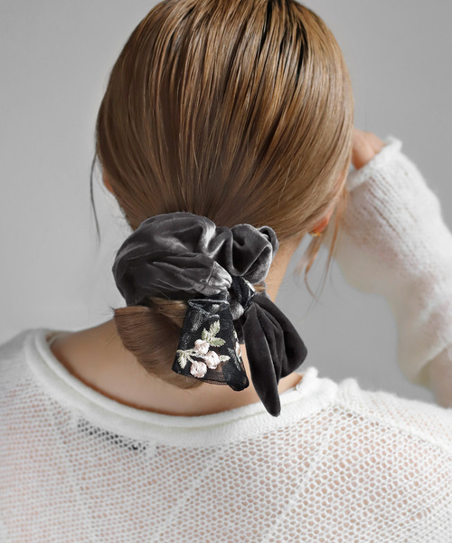 ANEMONE シュシュ 刺繍レース×ベロアリボンシュシュ : ZOZOTOWN Yahoo