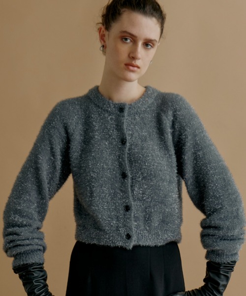 カーディガン 「kiehtova」GLITTER SHAGGY KNIT/グリッター シャギー カーデガン レディース