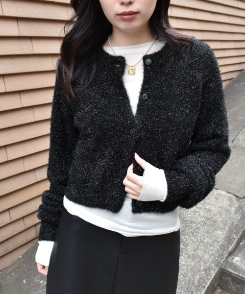 カーディガン 「kiehtova」GLITTER SHAGGY KNIT/グリッター シャギー カーデガン レディース kiehtova】GLITTER SHAGGY KNIT/グリッター シャギー カーデガン