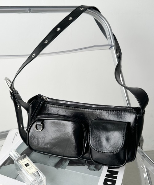 CLEA ショルダーバッグ バッグ アウトポケットPUショルダーバッグ