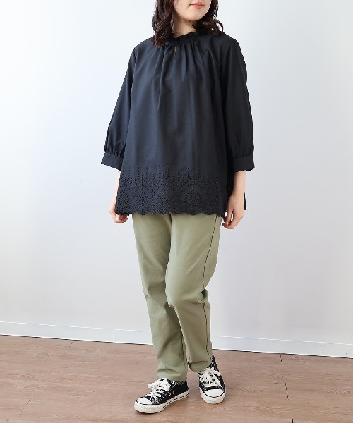 MB　エムビー　刺繍ブラウス MB mint breeze（エムビーミントブリーズ） ブラウス シャツ 「M〜5L