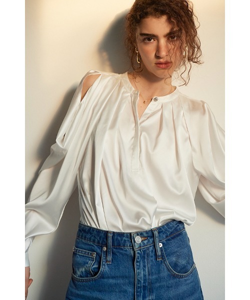 ブラウス シャツ Alia Satin Blouse ドレープスリーブブラウス レディース