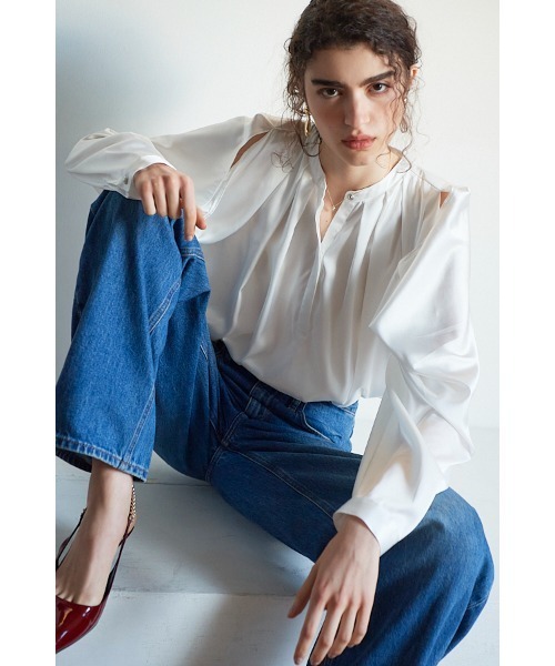 Estella.K ブラウス シャツ Alia Satin Blouse ドレープスリーブ 