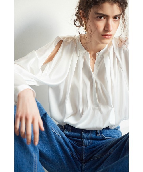 Estella.K ブラウス シャツ Alia Satin Blouse ドレープスリーブ 