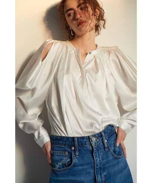 Estella.K ブラウス シャツ Alia Satin Blouse ドレープスリーブ 