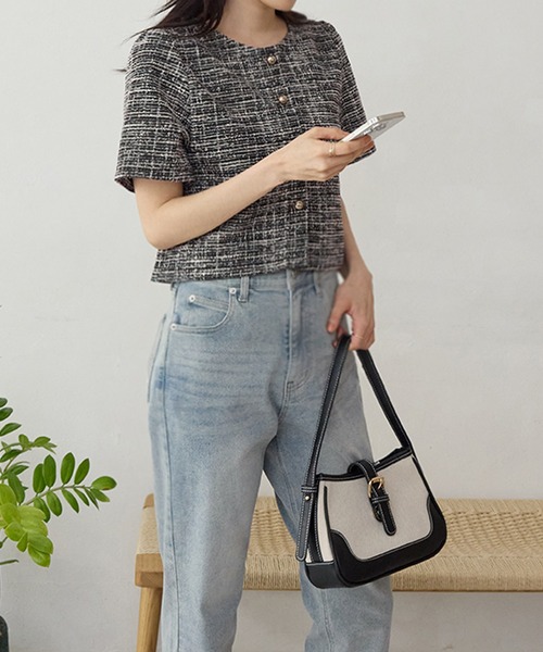 独特な Cygne 完売品 ツイードジャケット Lydie白 ジャケット