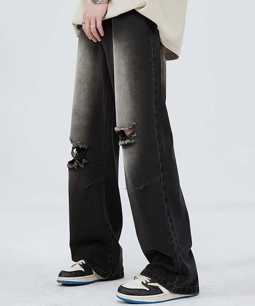 aimoha（アイモハ） ジーンズ 「aimoha neo」Grunge Ripped Wide-Leg 
