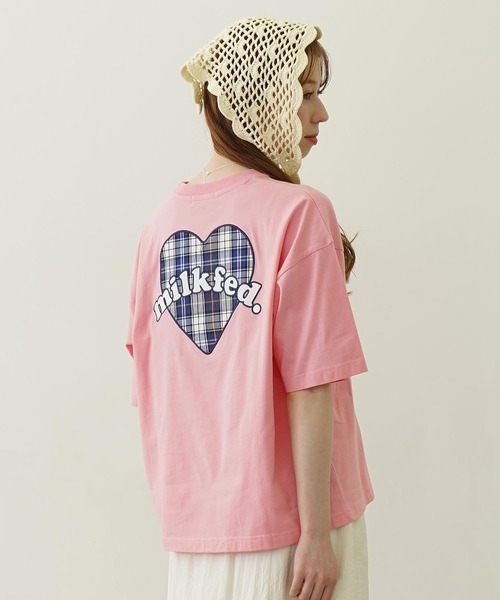 tシャツ PLAID HEART WIDE S/S TEE レディース