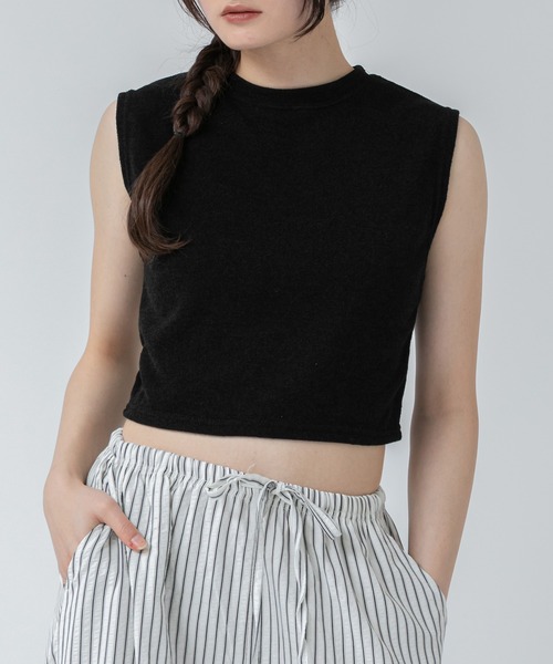 HEILIS（ヘイリス） タンクトップ ノースリーブ パイル地クロップト