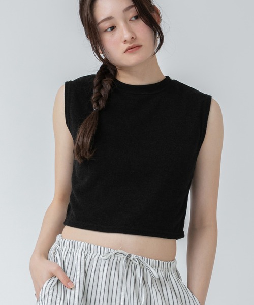 HEILIS（ヘイリス） タンクトップ ノースリーブ パイル地クロップト