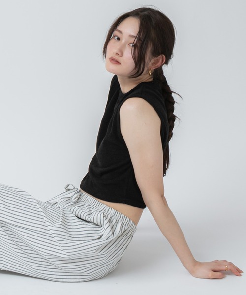 HEILIS（ヘイリス） タンクトップ ノースリーブ パイル地クロップト