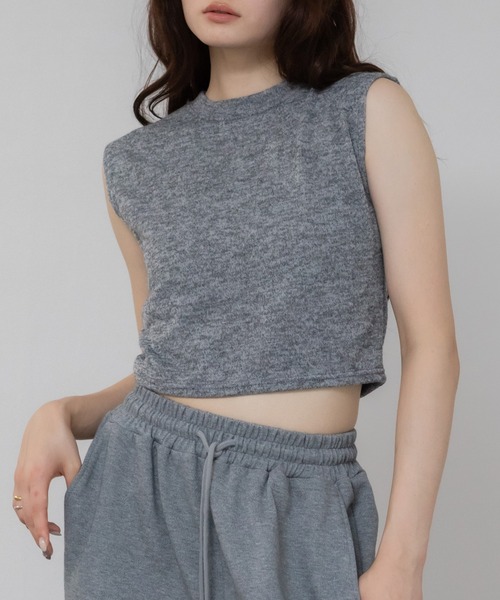 HEILIS（ヘイリス） タンクトップ ノースリーブ パイル地クロップト
