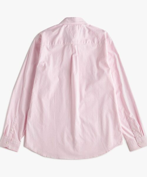 ミルキー美品】Papas総刺繍高級綿ピンクストライプ BDシャツM 美品