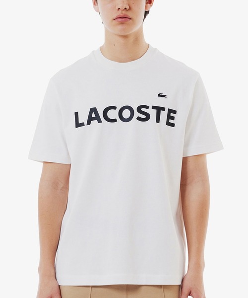 【最終限界価格】新品 LACOSTE ヘビーウェイトTシャツ Lサイズ 男女 LACOSTE（ラコステ） tシャツ ヘビーウェイトブランドネームロゴT