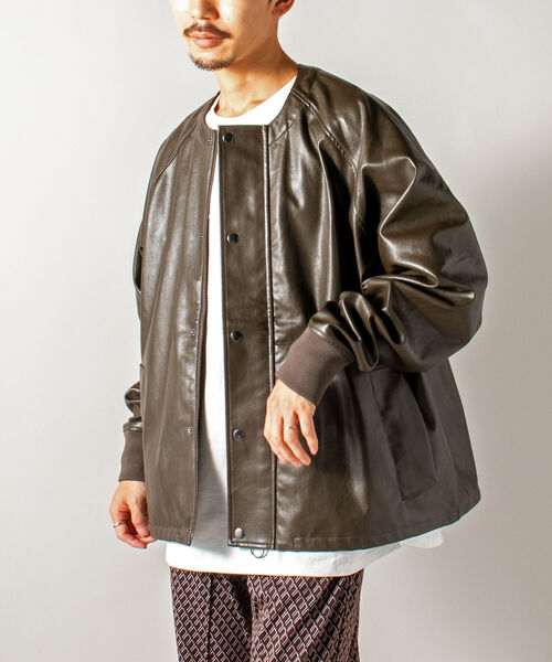 「GLOSTER」 ジップアップブルゾン MEDIUM ブラウン メンズ_画像3