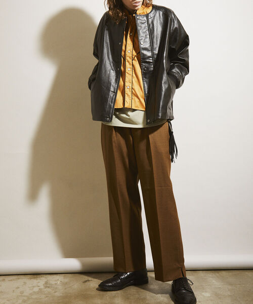 「GLOSTER」 ジップアップブルゾン MEDIUM ブラウン メンズ_画像8