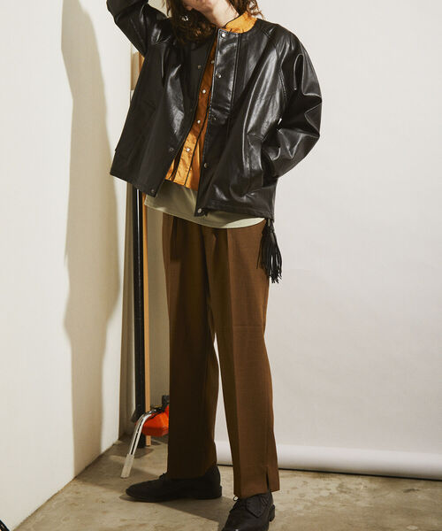 「GLOSTER」 ジップアップブルゾン MEDIUM ブラウン メンズ_画像9