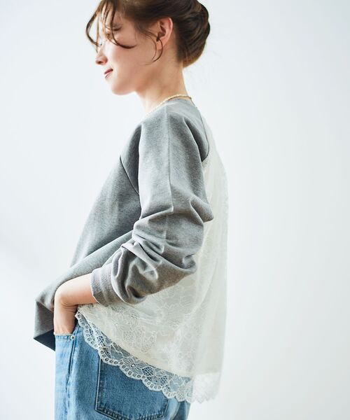 tシャツ バックレーススウェットプルオーバー レディース