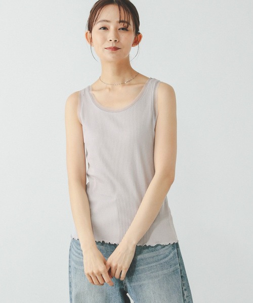 GLOBAL WORK タンクトップ ノースリーブ Beauteeチュールタンク