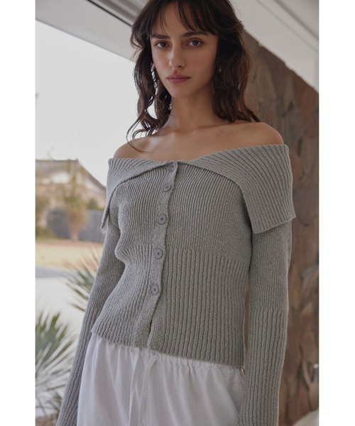 ニット セーター Cotton Knit Cardigan/オフショルニットカーデ レディース