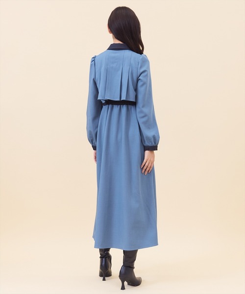 ベルト付 タックプリーツ シャツ フレアワンピース S〜XXL バイカラー衿タックフレアシャツワンピース(506704265