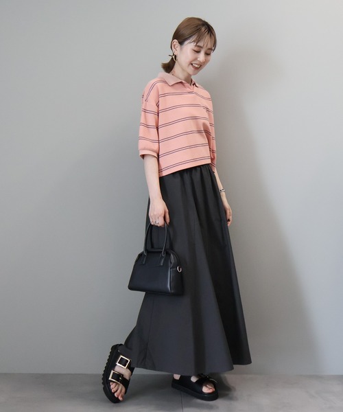 AMICA ヴォヤージュスカート　ブラック サークルフラワーカットジャカードタックギャザースカート｜BIGI