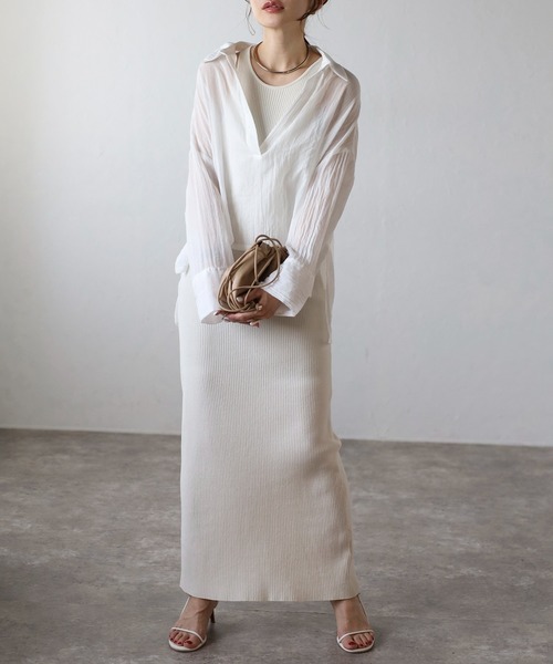ブラウス シャツ フラッフィーガーゼスキッパーシャツ レディース MICA&DEAL ブラウス シャツ フリルカラースキッパーブラウス