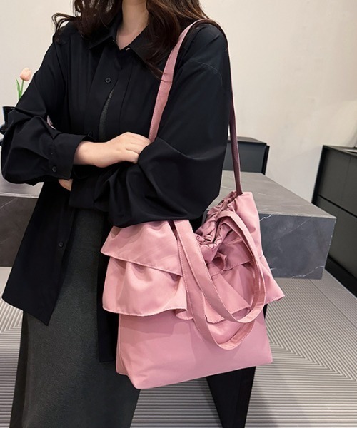本多　フリルキルト特大トートバッグ　フェリシテピンク Secret Door | 🎀Frill totebag🎀 🍼フリルトートバッグ 🩰商品番号