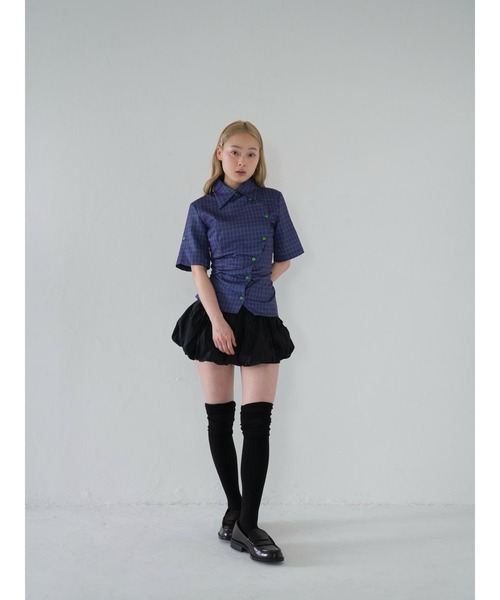 Uenui チェックシャツ Uenui ブラウス シャツ レトロ チェック ボタン チェックシャツ