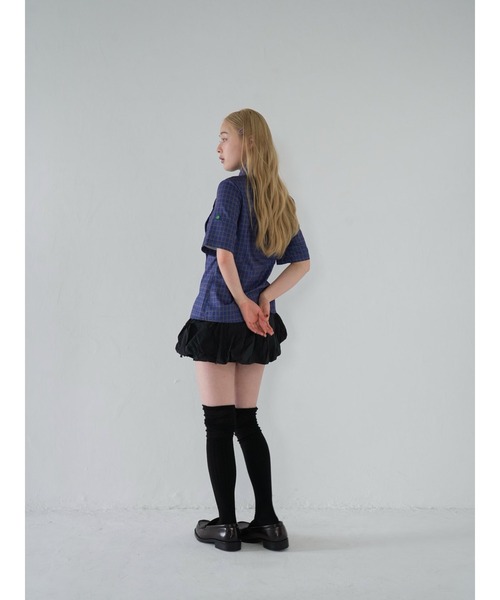 Uenui ブラウス シャツ レトロ チェック ボタン チェックシャツ