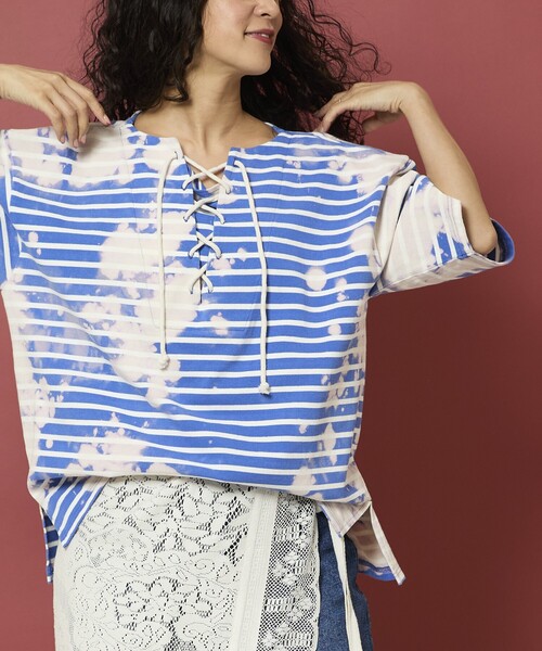 tシャツ Freada/フリーダ ボーダーブリーチレースアップTシャツ レディース | Freada | 01