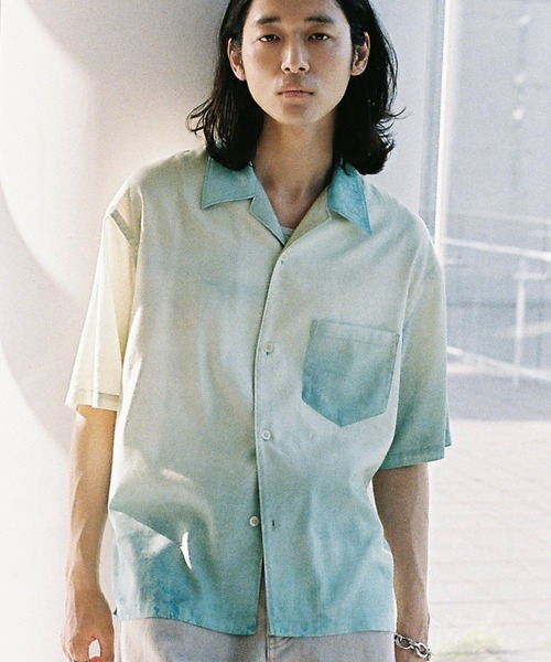 WYM LIDNM 七分袖 シャツ ABSTRACT ART GRAPHIC H/S SHIRT メンズ