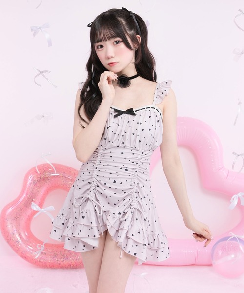 DearMyLoveRose ドロストフリルハシゴレースワンピース水着 DearMyLoveRose 水着 ドロストフリルハシゴレースワンピース水着