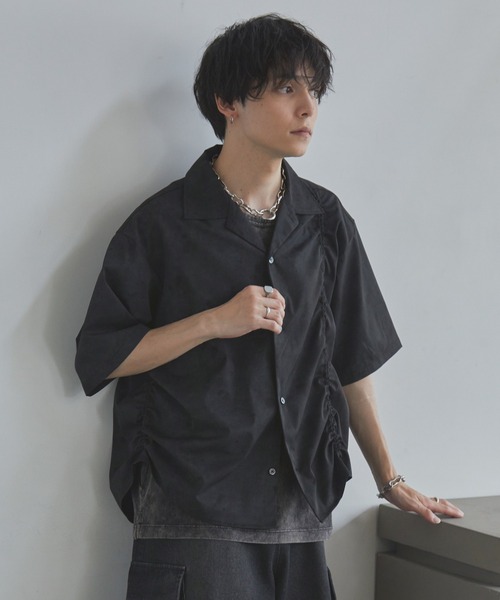 Spielio シャツ 「Spielio」Fade patterned shirred design shirt