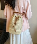 かごバッグ カゴバッグ 2way編み柄巾着ショ...の詳細画像3