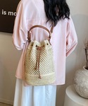 かごバッグ カゴバッグ 2way編み柄巾着ショ...の詳細画像4