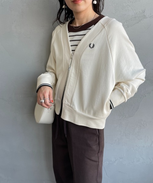 希少ユーロ古着フレッドペリースウェットニットカーディガンアースカラーフェード FRED PERRY トレーナー スウェット 「FRED PERRY/フレッドペリー