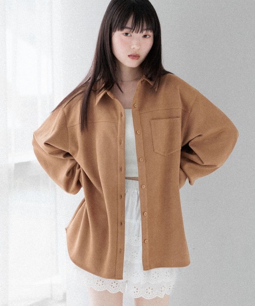 ヤス②　ヘザーブラウン Heather（ヘザー） ブラウス シャツ スウェードBIGシャツ 586967