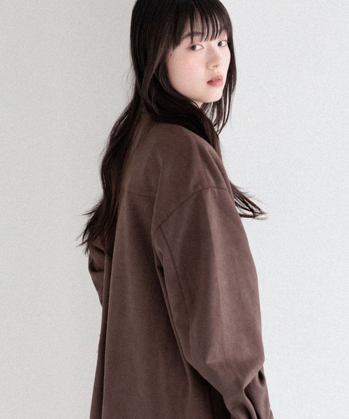 ヨンドシー 長袖シャツ トップス ベロア調 未使用品 日本製 レディース Mサイズ ブラウン 4℃ SENSE OF PLACE by URBAN RESEARCH ブラウス シャツ マルチコードツキ