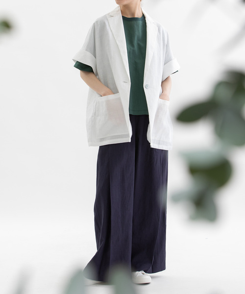 ノップドゥノッド（nop de nod）/ラミー半袖シャツジャケット nop de nod（ノップドゥノッド） ブラウス シャツ ラミー半袖シャツ