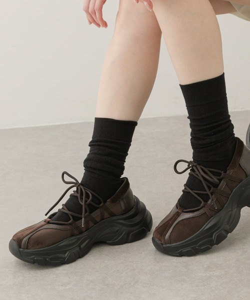 SENSE OF PLACE ブラック レースアップスニーカー SENSE OF PLACE by URBAN RESEARCH スニーカー レースアップ