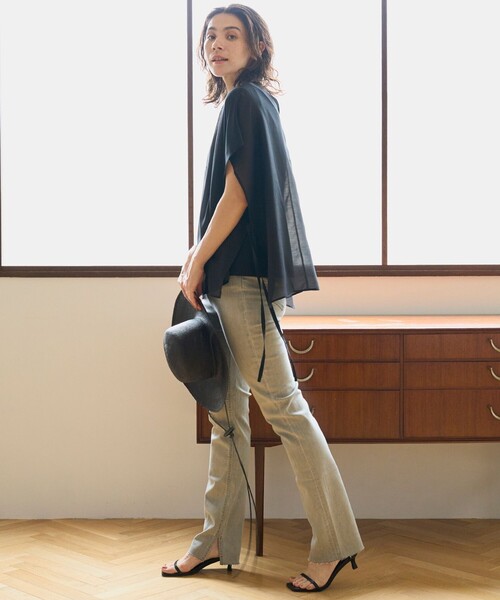 「UNFILO」 半袖ブラウス SMALL ブラック レディース_画像3