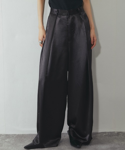 パンツ サテンタックワイドパンツ レディース | ブランド登録なし | 01