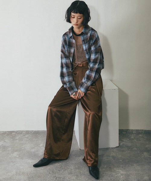パンツ サテンタックワイドパンツ レディース | ブランド登録なし | 18